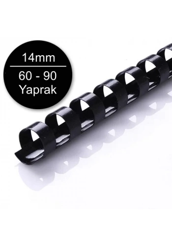 Sarff 14mm Plastik Spiral Siyah 60-90 Yaprak Kapasiteli (100 lü Kutu)