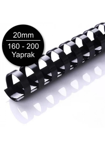 Sarff 20mm Plastik Spiral Siyah 160-200 Yaprak Kapasiteli (100 lü Kutu)