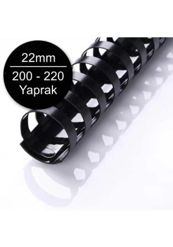 Sarff 22mm Plastik Spiral Siyah 200-220 Yaprak Kapasiteli (50 li Kutu)
