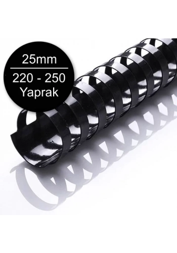 Sarff 25mm Plastik Spiral Siyah 220-250 Yaprak Kapasiteli (50 li Kutu)
