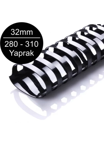 Sarff 25mm Plastik Spiral Siyah 280-310 Yaprak Kapasiteli (50 li Kutu)