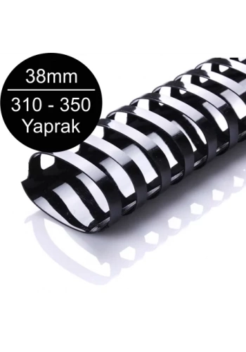 Sarff 38mm Plastik Spiral Siyah 310-350 Yaprak Kapasiteli (50 li Kutu)