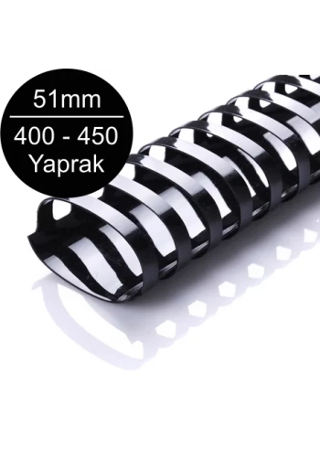 Sarff 51mm Plastik Spiral Siyah 400-450 Yaprak Kapasiteli (50 li Kutu)