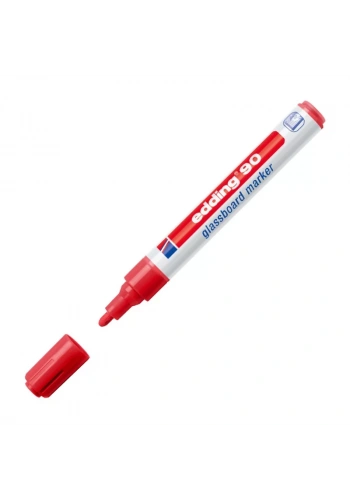 EDDİNG E-90 CAM YAZI TAHTASI KALEMİ YUVARLAK UÇ KIRMIZI