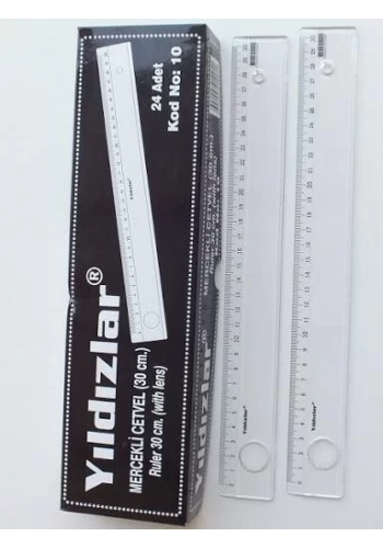 Yıldızlar Plastik Mercekli Cetvel 30 Cm (1 Adet)