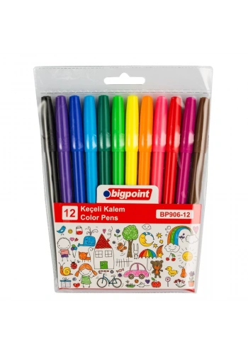 Bigpoint 12 Renk Keçeli Boya Kalem Seti