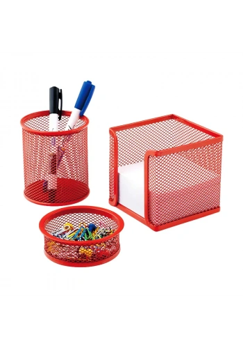 MAS 505 METAL PERFORE MASA SETİ KIRMIZI 3LÜ