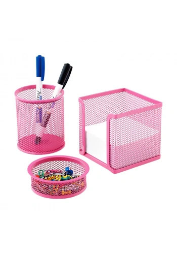 MAS 505 METAL PERFORE MASA SETİ PEMBE 3LÜ