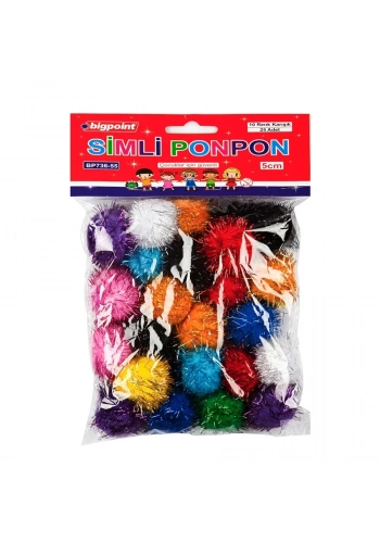 Bigpoint Ponpon Simli 5 cm 10 Renk (25 li Poşet)