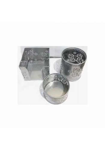 Kembs Kelebek Desenli Kalemlik Seti 3 lü Gümüş Gri K3170X