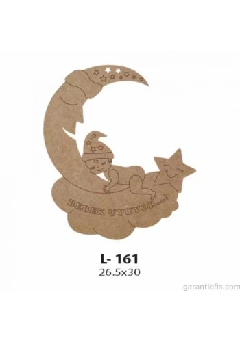 Hobi-Art L 161 Lazer Kesim Aydedeli Kızım Uyuyor Kapı Süsü Ahşap Obje