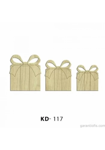 Hobi-Art KD 117 - Hediye Paketi Figürlü Dekoratif Mini Ahşap Obje