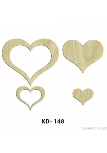 Hobi-Art KD 148 - Kalp Figürlü Dekoratif Mini Ahşap Obje