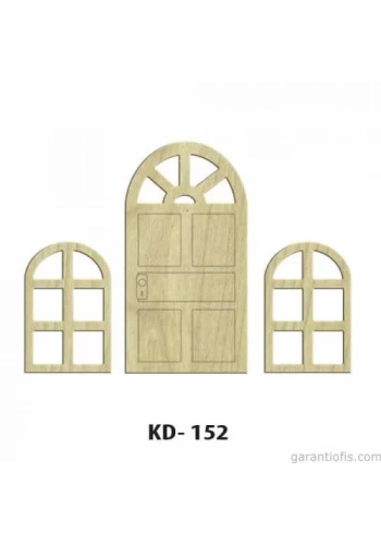 Hobi-Art KD 152 - Kapı Pencere Figürlü Dekoratif Mini Ahşap Obje