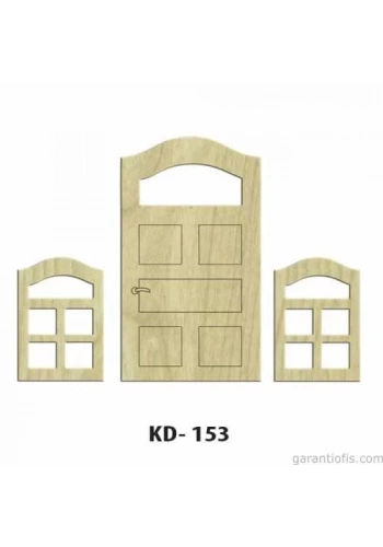 Hobi-Art KD 153 - Kapı Pencere Figürlü Dekoratif Mini Ahşap Obje