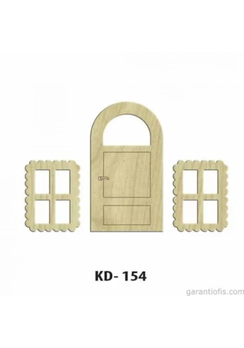 Hobi-Art KD 154 - Kapı Pencere Figürlü Dekoratif Mini Ahşap Obje