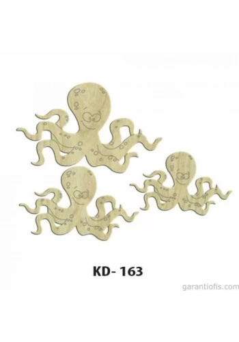 Hobi-Art KD 163 - Ahtapot Figürlü Dekoratif Mini Ahşap Obje