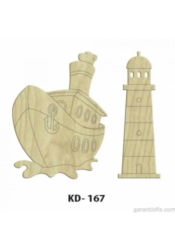 Hobi-Art KD 167 - Gemi Figürlü Dekoratif Mini Ahşap Obje