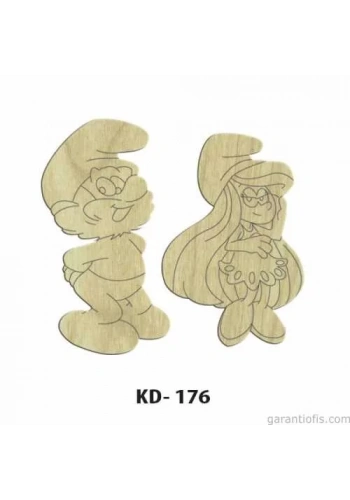 Hobi-Art KD 176 - Şirinler Çizgi Film Karakterleri Mini Ahşap Obje