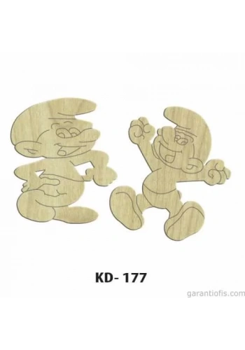 Hobi-Art KD 177 - Şirinler Çizgi Film Karakterleri Mini Ahşap Obje