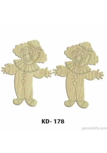 Hobi-Art KD 178 - Palyaço Figürlü Dekoratif Mini Ahşap Obje