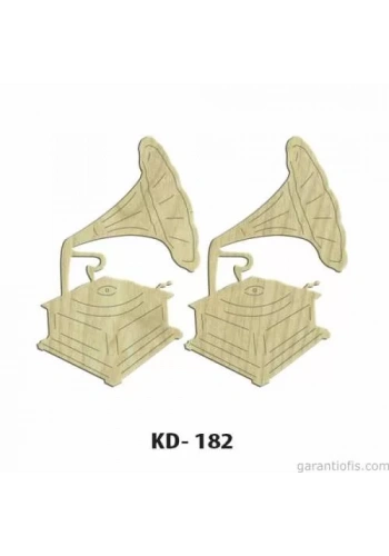 Hobi-Art KD 182 - Gramafon Figürlü Dekoratif Mini Ahşap Obje
