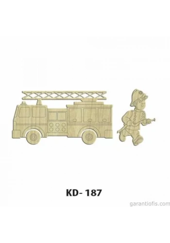 Hobi-Art KD 187 - İtfaiyeci Figürlü Dekoratif Mini Ahşap Obje