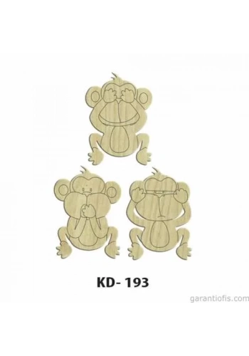 Hobi-Art KD 193 - Maymun Figürlü Dekoratif Mini Ahşap Obje