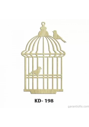 Hobi-Art KD 198 Kuş Kafesi Şeklinde Dekoratif Mini Ahşap Obje