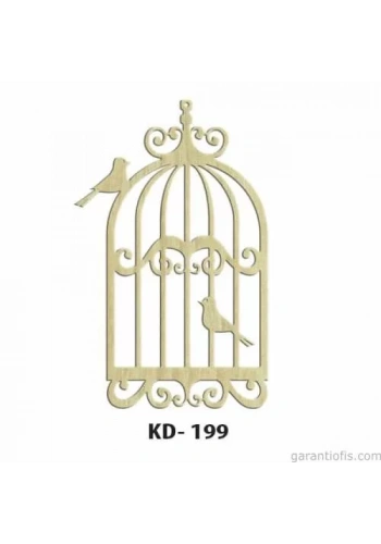Hobi-Art KD 199 Kuş Kafesi Şeklinde Dekoratif Mini Ahşap Obje