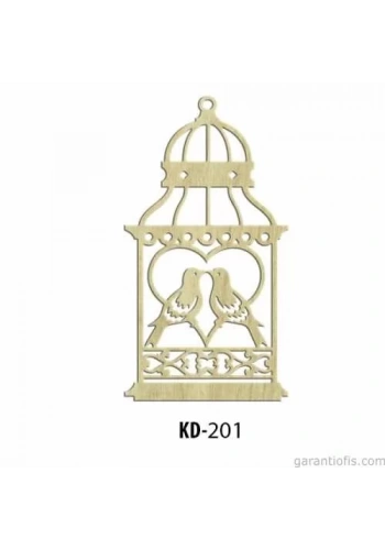 Hobi-Art KD 201 Kuş Kafesi Şeklinde Dekoratif Mini Ahşap Obje