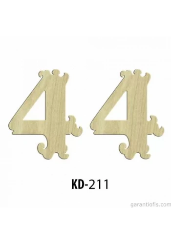 Hobi-Art KD 211 Dekoratif Mini Ahşap Rakamlar (4 Rakamı)