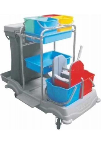 Lüks Krom Gövdeli Temizlik Kat Arabası