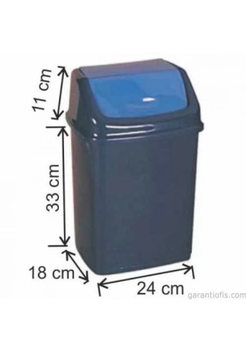 Garanti Metal 7406 Plastik İtme Kapaklı Çöp Kovası (16 Litre)