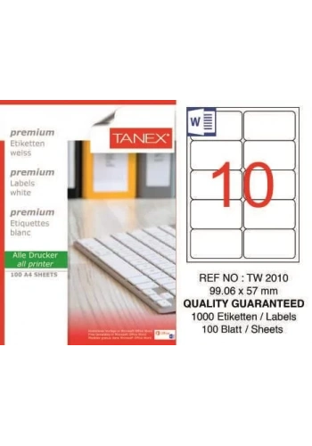 Tanex TW-2010 Laser Etiketi (99,06 x 57 mm)