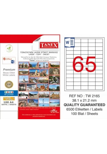 Tanex TW-2165 Laser Etiketi (38,1 x 21,2 mm)