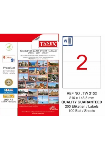 Tanex TW-2102 Laser Etiketi (210 x 148,5 mm)
