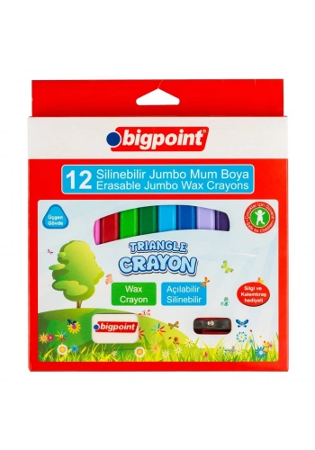 Bigpoint Wax Crayon Silinebilir Jumbo Mum Boya 12 Renk