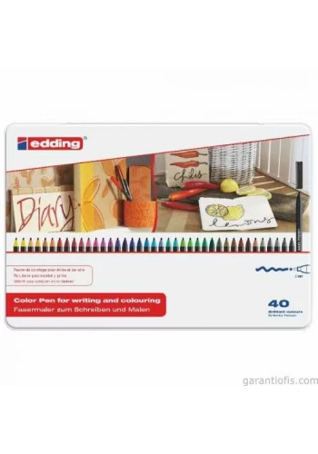 Edding 1300 Keçeli Grafik Kalemi (40 lı Metal Kutu)