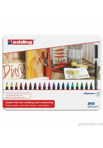 Edding 1300 Keçeli Grafik Kalemi (20 li Metal Kutu)