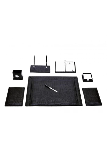 Gülpaş 915 Siyah Lüks Çerçeveli Sümen Takımı (Krokodil - 9 Parça)