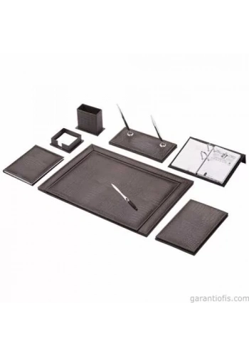 Gülpaş 251 Kahverengi Lüks Çerçeveli Sümen Takımı (Krokodil - 9 Parça)