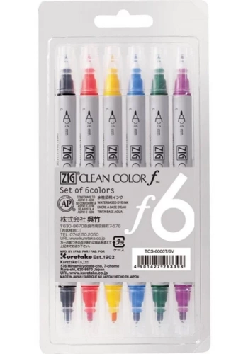 Zig Clean Color F Çift Uçlu Marker Kalem 6 lı Set TCS-6000T/6V