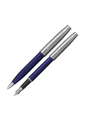 SCRİKSS 39 DOLMA KALEM+TÜKENMEZ KALEM SETİ LACİVERT-KROM