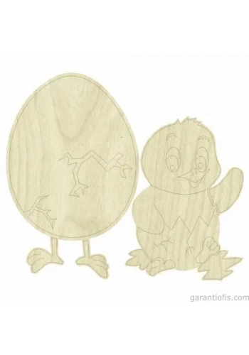 Hobi-Art KD 257 Yumurta ve Civciv Figürlü Mini Ahşap Obje