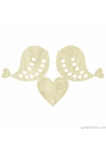 Hobi-Art KD 259 Kuş ve Kalp Figürlü Mini Ahşap Obje