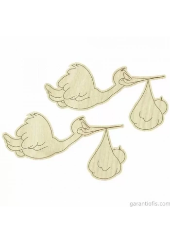 Hobi-Art KD 261 Leylek Figürlü Mini Ahşap Obje