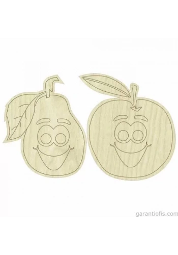 Hobi-Art KD 272 Elma ve Armut Figürlü Mini Ahşap Obje