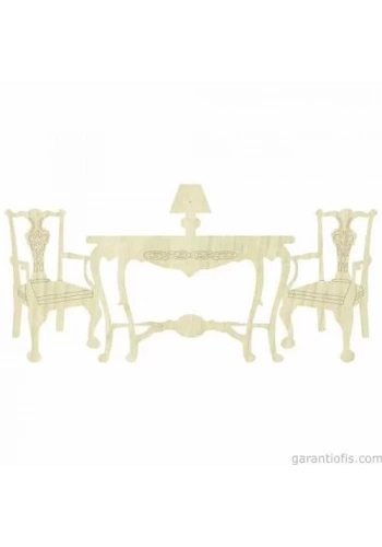 Hobi-Art KD 287 Masa ve Sandalye Figürlü Mini Ahşap Obje