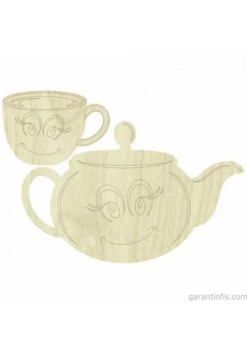 Hobi-Art KD 291 Çaydanlık ve Fincan Figürlü Mini Ahşap Obje